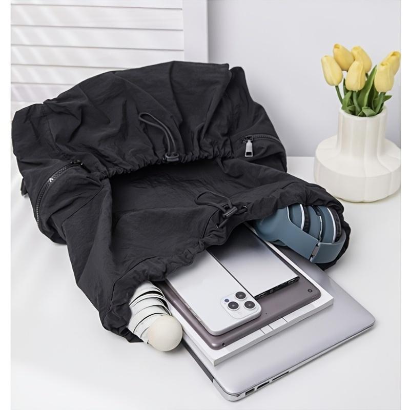 Large Capacity Nylon Drawstring Backpack Lightweight Casual Style, Adjustable Shoulder Straps, Washable, Ideal for Sports Travel Backpack