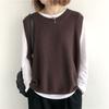 Women's Plus-Size Loose Knitted Vest Outer-Wear for Autumn and Winter Retro Versatile Crew Neck Pullover Sweater Gilet Cardigan