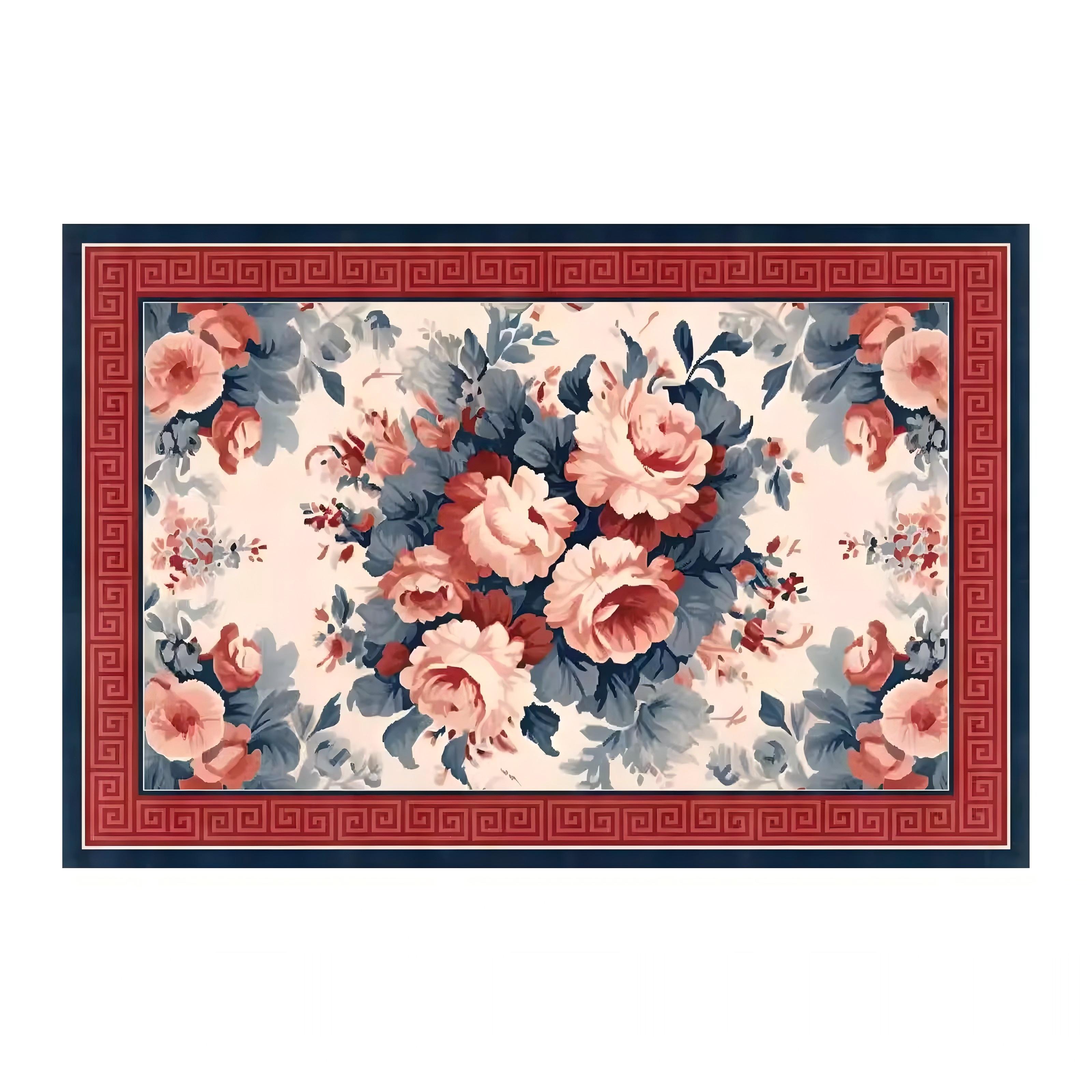 

Chinese-style Floral Carpet for Living Room Home Decoration Sofa Area Rugs Non-slip Bedroom Rug Washable Door Mat 40x60cm