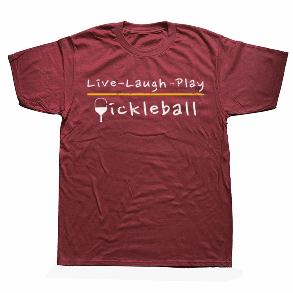 Funny Live Laugh Play Pickleball Printed TShirt Casual Loose Fashion Streetwear Hip Hop Man T Shirt Comfort Breathe Y2k Tees