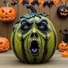 Quirky Pumpkin Decoration Spooky Halloween Pumpkin Figurine Sculpture for Home Office Decor Funny Pumpkin Face for Halloween