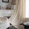Home Curtain Cream Translucent Vintage Hollow Crochet Stitching French Window Fabric Window Screen Finished Decorative Curtain