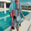 Men Black Grey Gradient Short Sleeve T Shirt And Matching Knee Shorts Two Piece Outfit