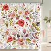 Flowers Butterfly Pattern Shower Curtains Bathroom Curtains Waterproof Polyester Bath Curtain with 12 Hooks Shower Curtain