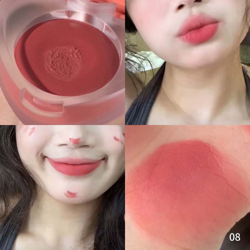 HERORANGE Lip and Cheek Dual-Purpose Lip Mud Lipstick Natural All-match Matte Monochrome Blush Cream with Brush