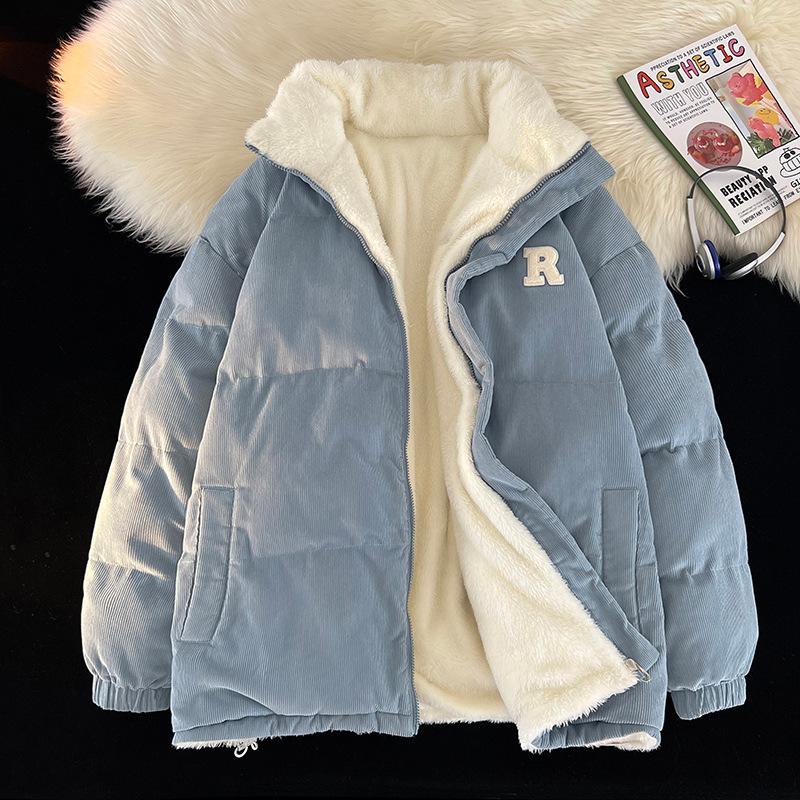 Dubbelzijdige Lamswol Katoenen Kleding Heren- en Dames Corduroy Jassen Herfst en Winter Nieuwe Koppels Verdikte Warme Katoen-gewatteerde Kleding Heren
