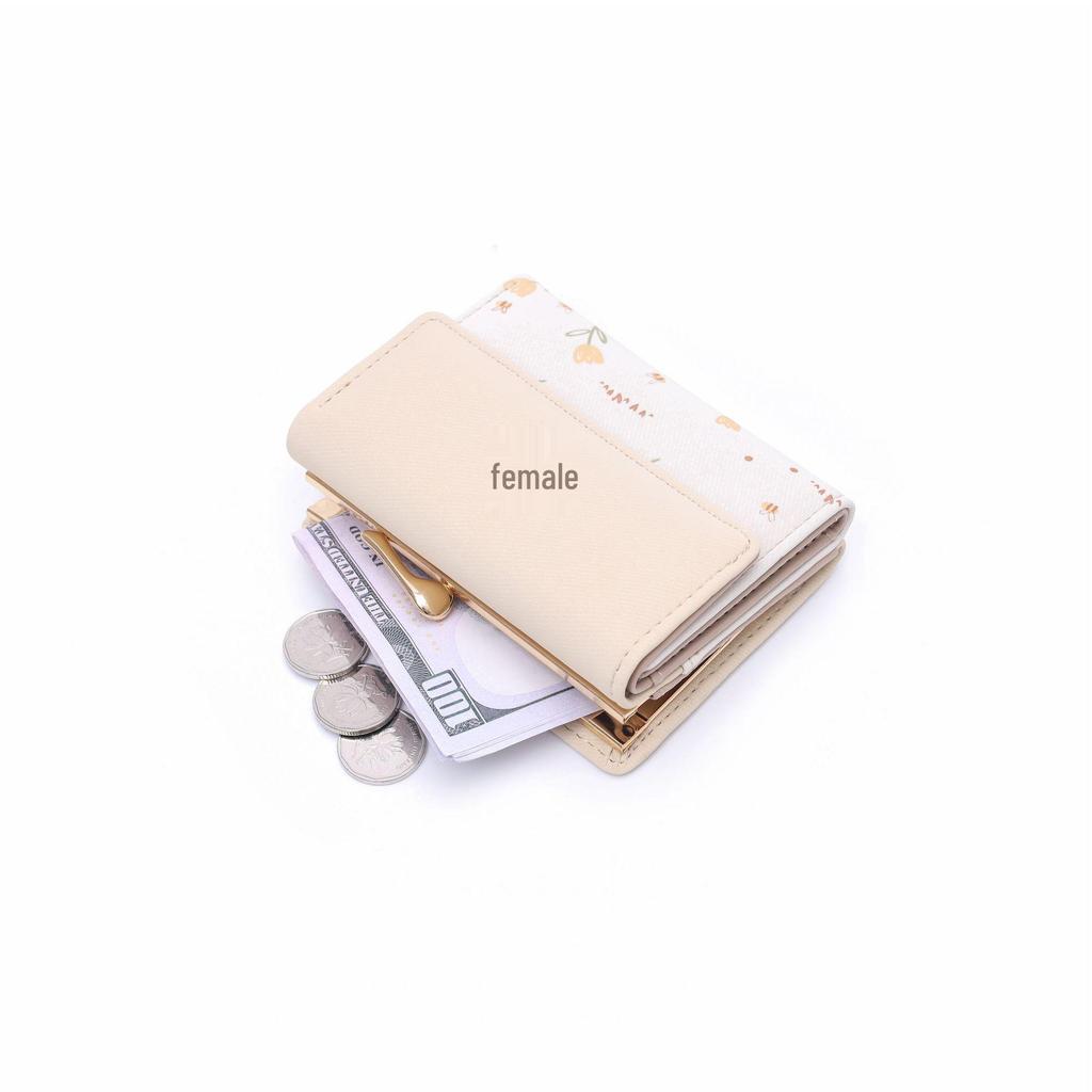 Korean Style 2026 Fresh Print Multi-Functional Short Wallet & Coin Purse