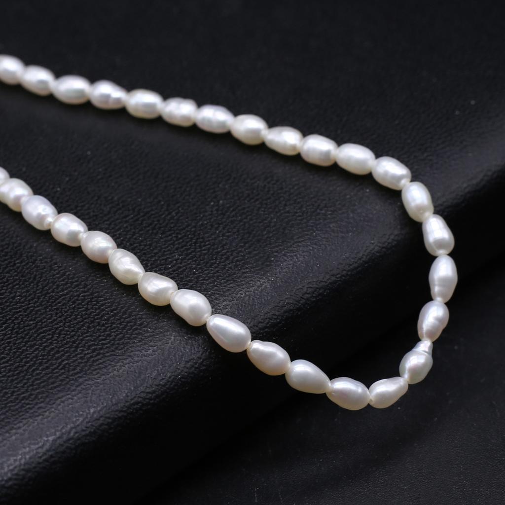 1String, Luxury Natural Freshwater Pearls, 3-4mm, White Rice-Shaped Pearl Beads for Jewelry Making DIY Crafts, Wedding Gift for Women, 36cm