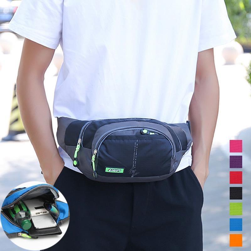 Men's Waist Bag Canvas Bag Large Capacity Water Ripple Chest Bag Sports Phone Bags Fashion Multi-functional Outdoor Waterproof Bum Bag