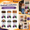 Wooden Halloween Door Hanger Decoration Set with 3 Brooms (Thickness 5)