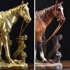 Realistic Horse Figurine Handcrafted Pony Resin Statue Simulated Farm Animal Sculpture Home Office Desktop Decoration Ornament