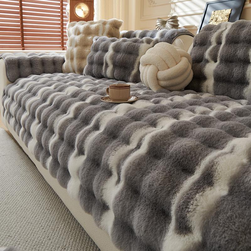Gradual Change Tutu Velvet Sofa Cushion  New Autumn And Winter Plush Thickened Sofa Seat Cushion Sofa Cover Cloth Towel Cross-Border