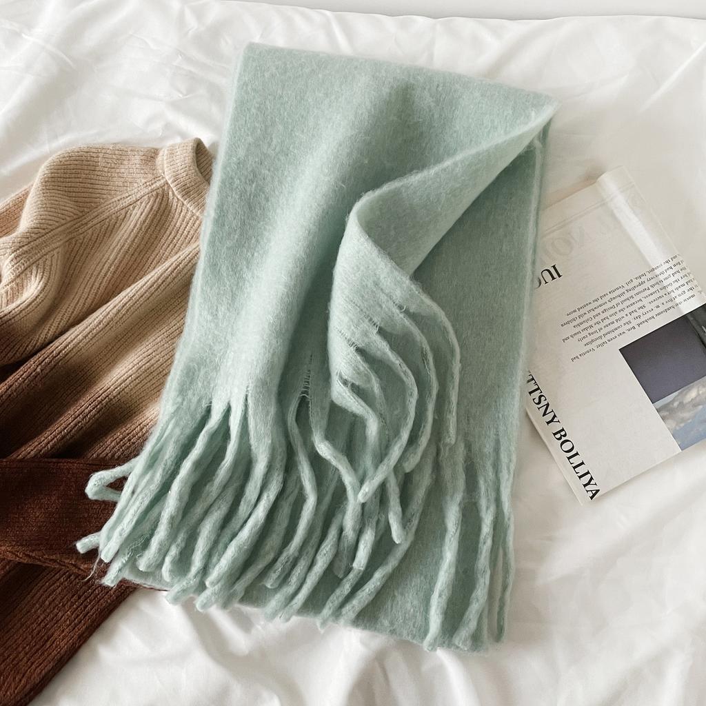 Solid color mohair scarf autumn and winter new women's warm scarf vacuum packaging