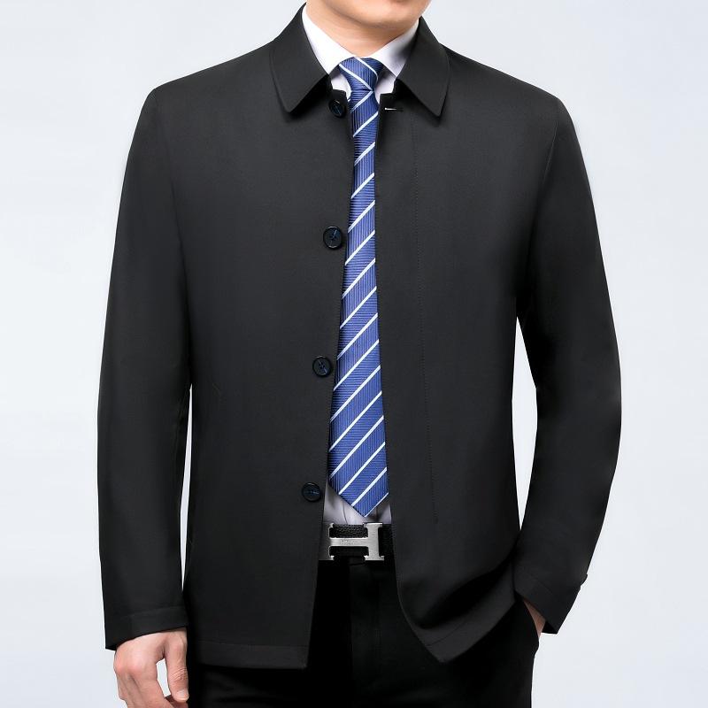 High-end Men's Mulberry Silk Jacket, Middle-aged Business Casual Spring and Autumn Lapel Jacket, High-end Dad Button Jacket
