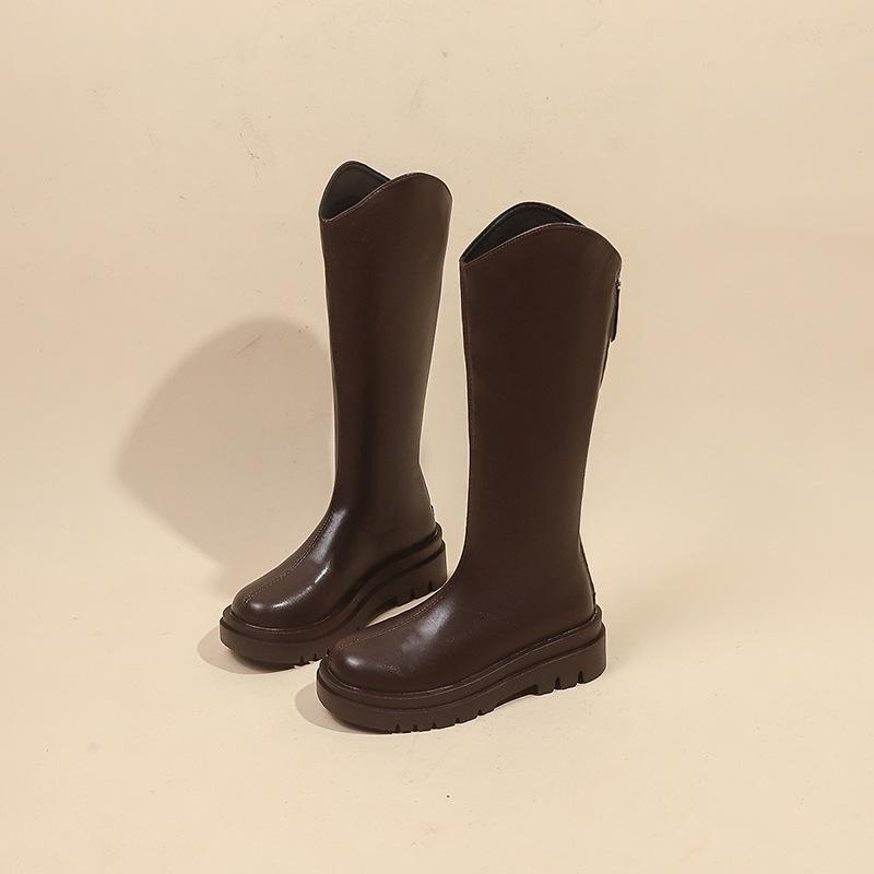 

Модные корейские осенне-зимние рыцарские сапоги для женщин, дизайнерская мягкая подошва, увеличивающие рост женские туфли на платформе, модные сапоги до колена, женские 35