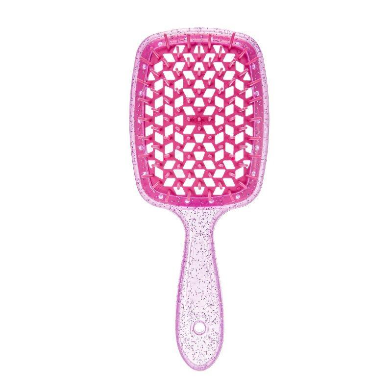 

Расческа для распутывания волос с блестками Массажные расчески Расческа для спутанных волос Выдолбленные влажные кудрявые щетки для волос Салон DIY Расчески Инструмент для парикмахеров ярко-розовый
