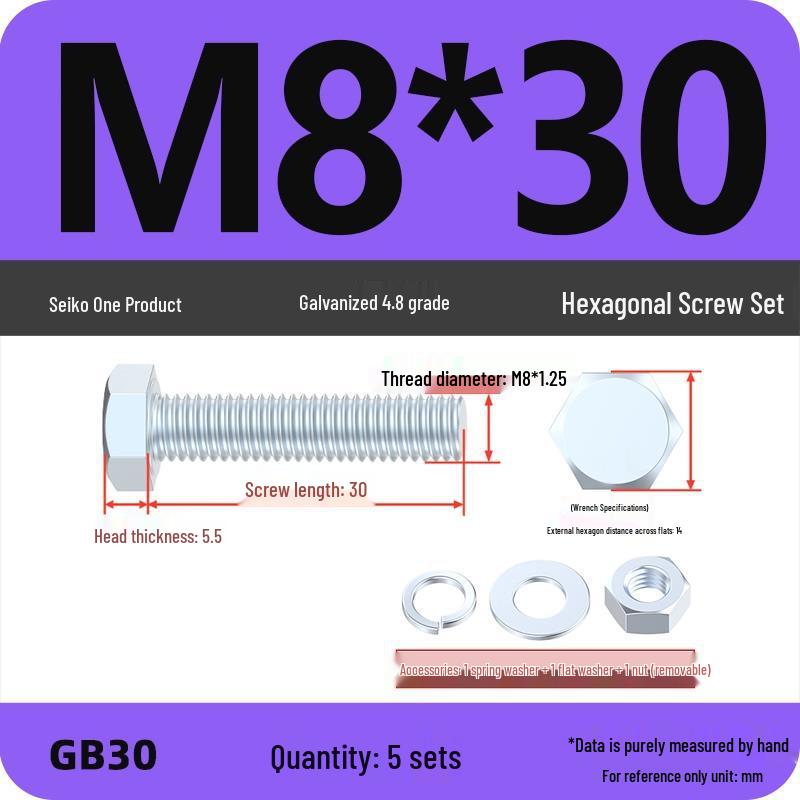 Galvanized Hex Head Bolt & Nut Set - Grade 4.8, Sizes M4 To M30