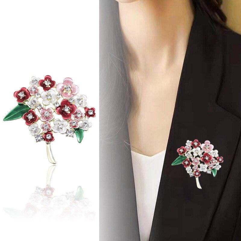 Blucome Creative Oil Dripping Zirconium Embroidered Brooch Women's Temperament Clothing Accessories Plant Series