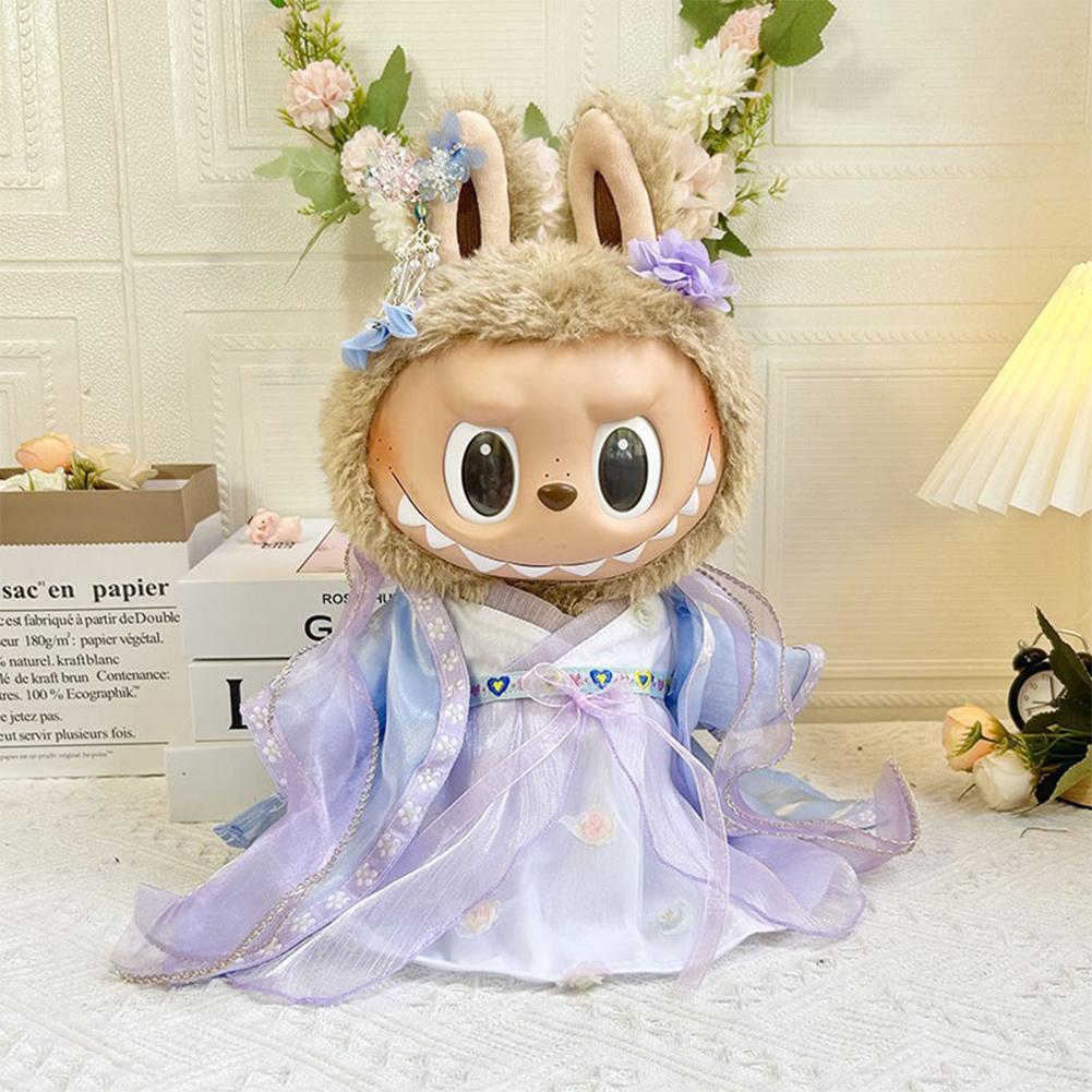 For 38cm Labubu Doll Clothes Fashion Hanfu Clothes Doll Clothes Color Match Hoodies Dolls Accessories Cute Decoration Little Cloths