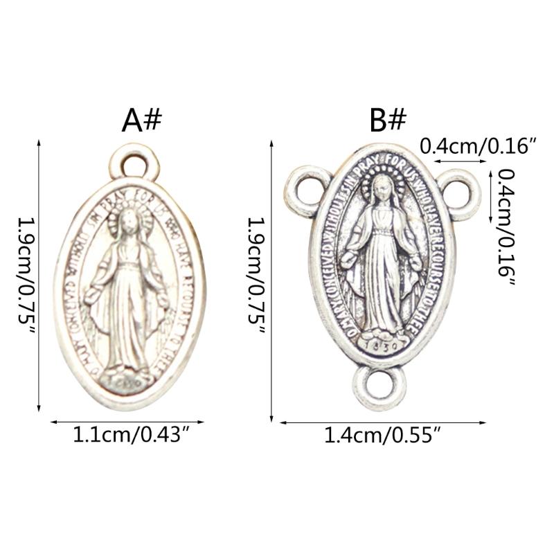 10pcs Antique Oval Shaped Medal Charm Virgin Mary Medal Pendant Alloy Catholic Charm Ornaments Jewelry Making Supplies