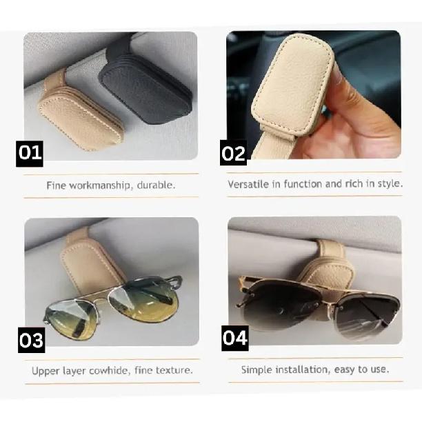 Universal Car Sunglasses Holder Magnetic Leather Clip Card Ticket Holder Auto Sun Visor Glasses Box Decoration Accessories