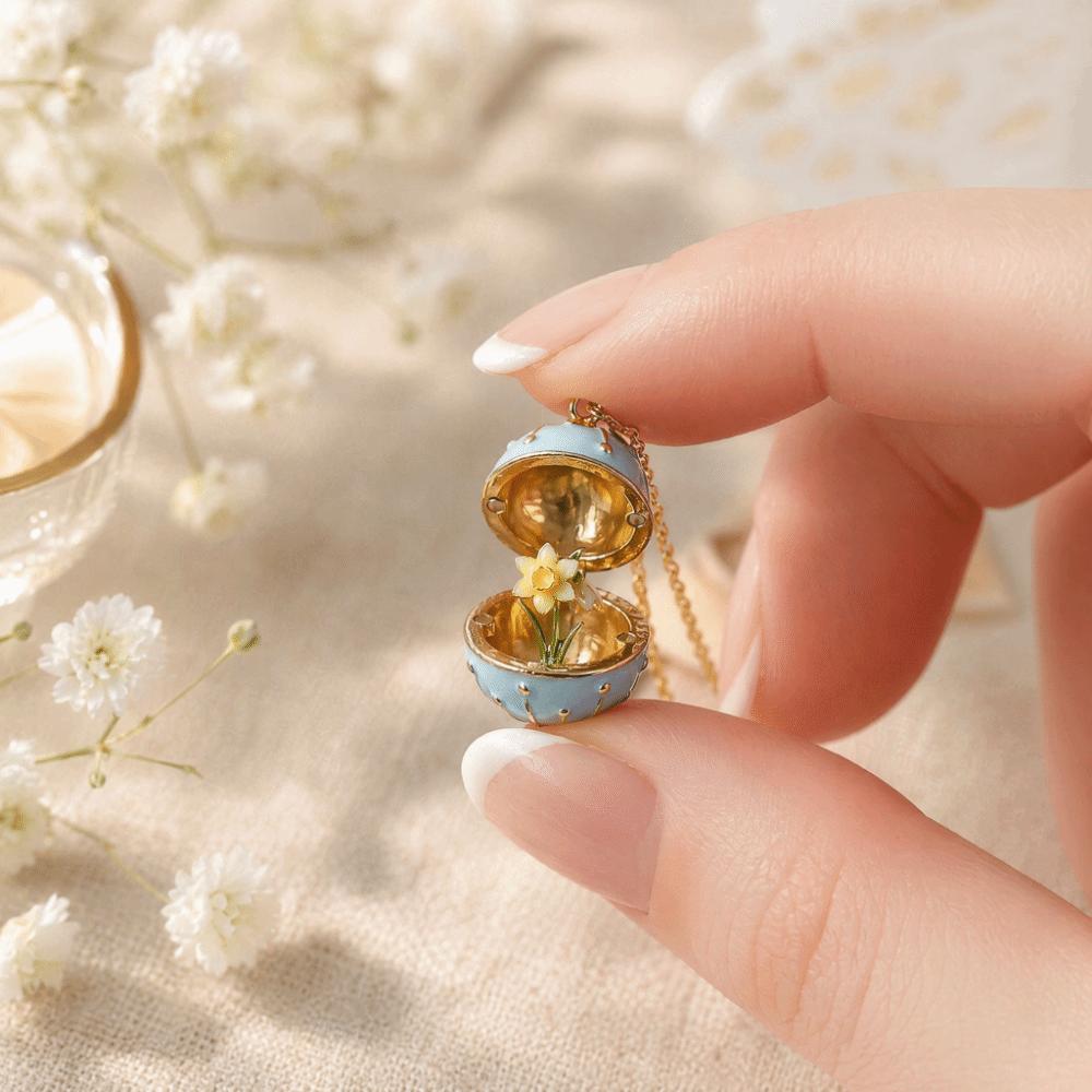 Elegant Birthday Month Necklace Round Egg-shaped Box Pendant Jewelry Accessories Mother's Day