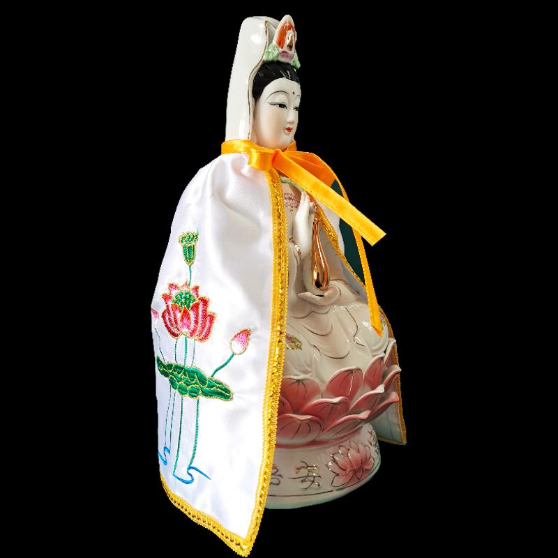 Only Cloak Zen Lotus Guanyin Buddha Statue Small Cloak Guanyin Bodhisattva Goddess Decor Embroidered Shawl Without Resin Buddha
