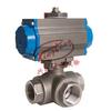 Stainless Steel 304 Pneumatic Internal Thread Three-Way Ball Valve Q614F