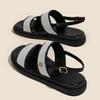 Low Sandals Woman Leather Low-heeled Rome Fabric Slides Rubber Hoof Heels Low Sandals Woman Leather Low-heeled Fabric Rubber Sli