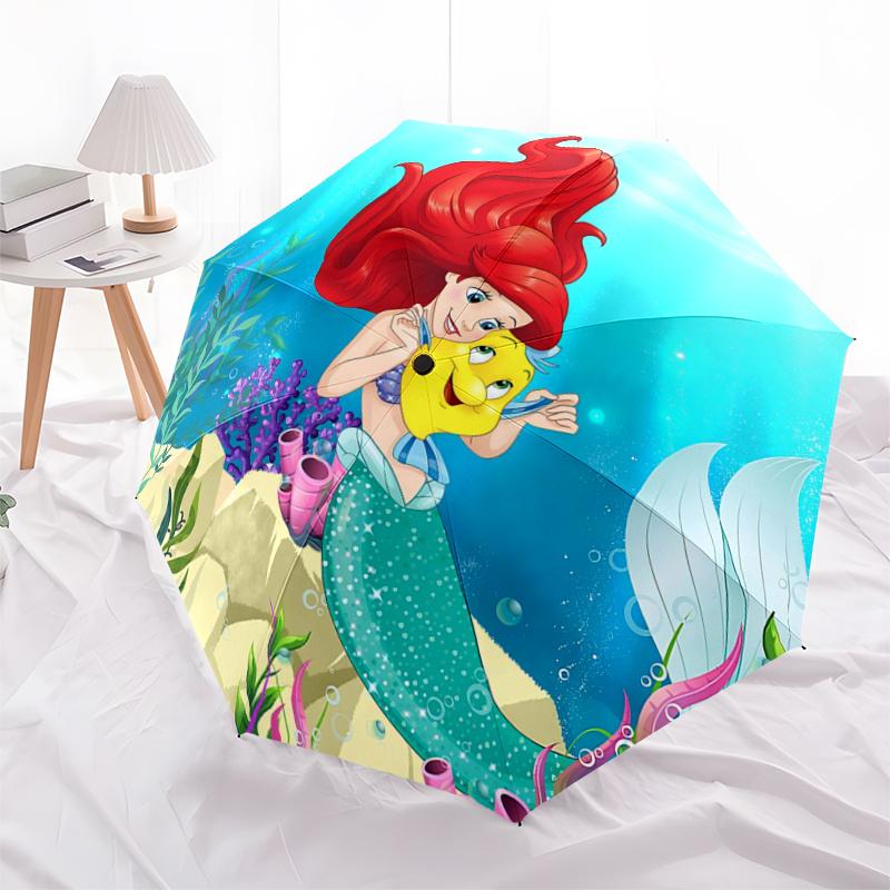 

1pc Mermaid Adventure: Automatic Opening/Closing Umbrella with Portable Tri-Fold Design, 8-Rib Iron Frame - Outdoor, for Fans, Travelers, Ev