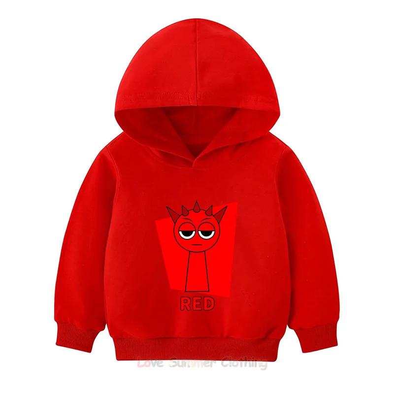 Bluza z kapturem z nadrukiem kreskówki Sprunki 2D, Swetry dla chłopców i dziewcząt, Jesienna bluza z kapturem, Odzież chłopięca Sprunki