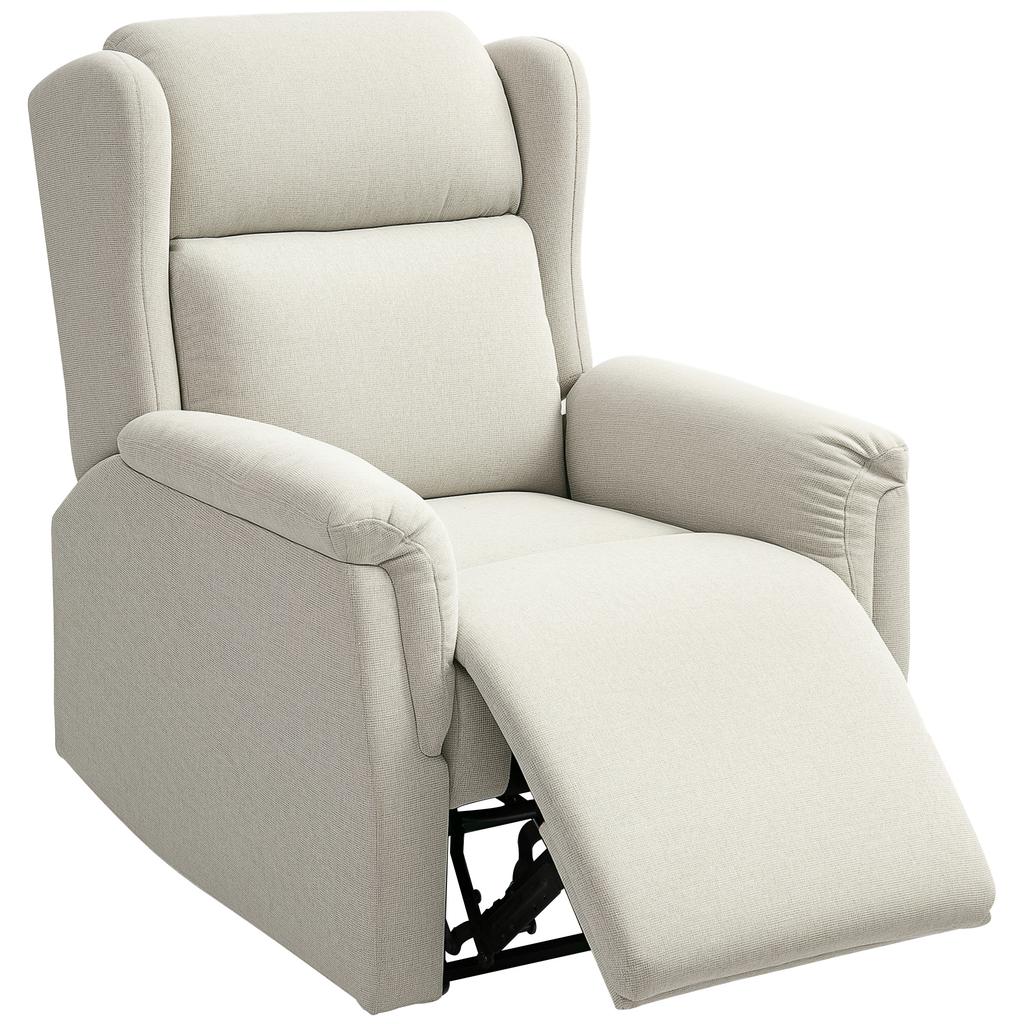 Recliner, Adjustable Upholstered Chair with Footrest, Reclines 160 degrees, Linen Look, Quick Assembly, Beige