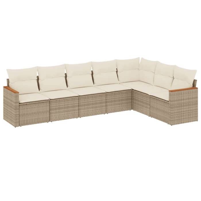 VidaXL Salon de Jardin avec Coussins 7 pcs, Canapés de Terrasse, Ensemble de Meubles de Patio, Mobilier d'Extérieur, Beige 3226030