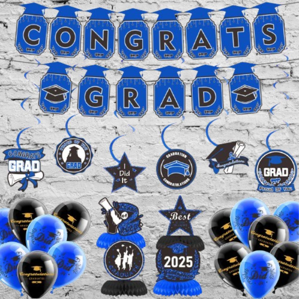 Celebrate Graduation Honeycomb Ornament Black Gold Blue GRAD Theme Decor  Graduation Season
