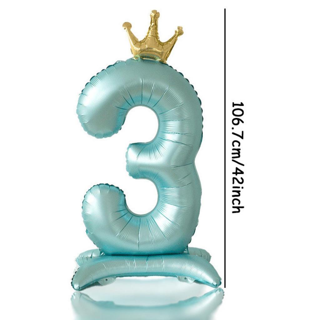 42inch 0-9 Blue Crown Number Balloons Princess Theme Happy Birthday Party Kids Adult Decor Baby Shower Globos Anniversary Decor