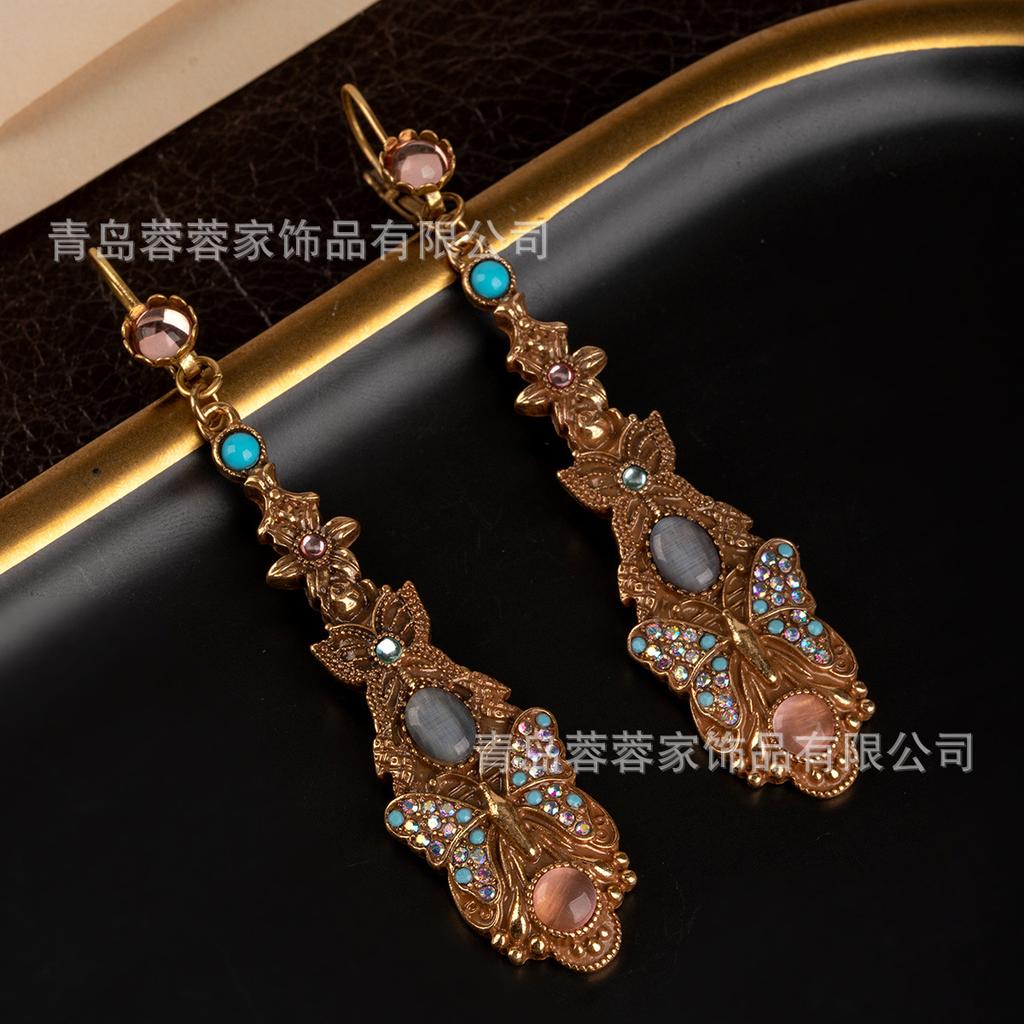 Antique Jewelry Fairy Style Retro Palace Heavy Industry Unique Gold Earrings
