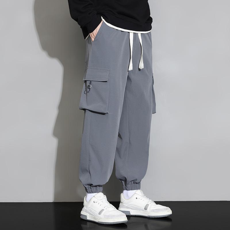 Men's 2023 Autumn Loose Fit Cargo Sweatpants with Cuffs and Multi-Pockets