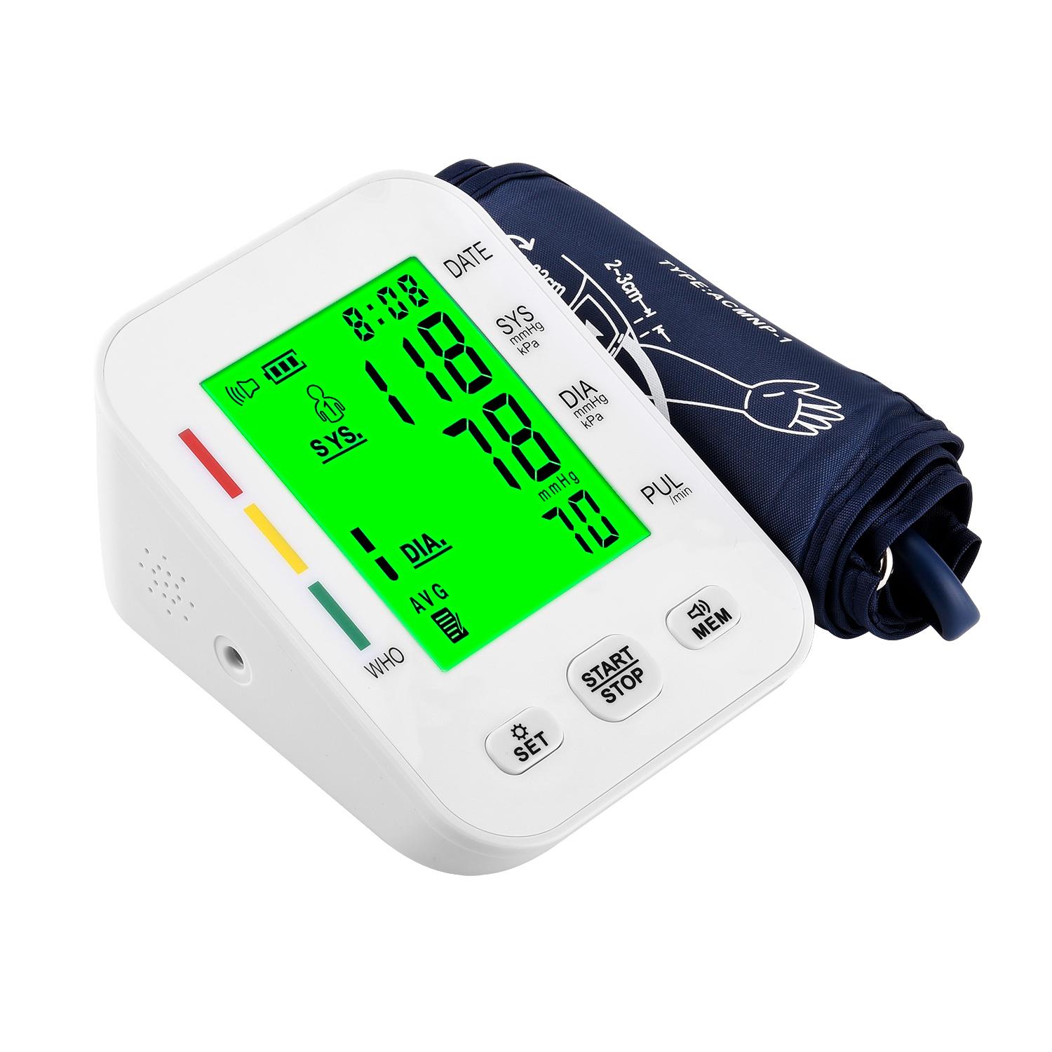 Portable Upper Arm Medical Eletronic Digital High Blood Pressure Monitor Voice Sphygmomanometer BP Machine Plastic