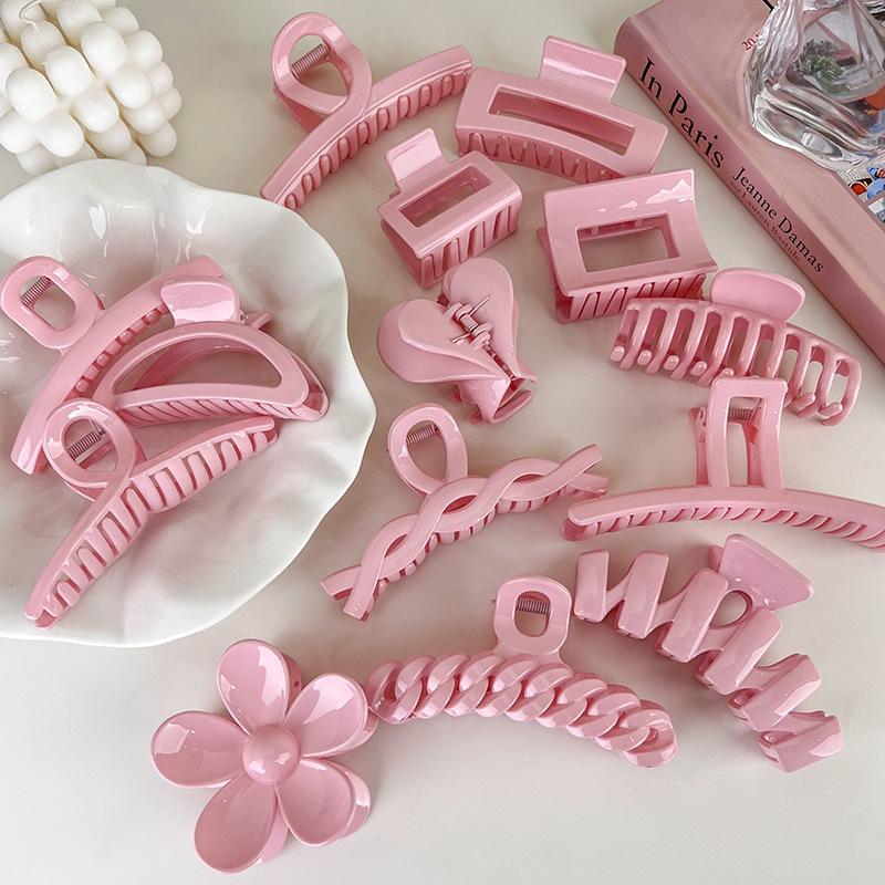 UXSL New Sweet Pink Series Hair Claw Acrylic Hairpin Geometry Barrette Crab Hair Clips Headwear for Womens Girl Hair Accessories