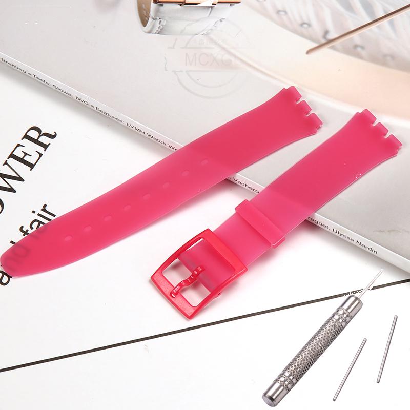 Silikonový řemínek pro Swatch SFS103 SFV107 SFN120 SFK397 SFK360 SFK361 Pásek na hodinky 16mm Dámský náramek Vodotěsné doplňky k hodinkám