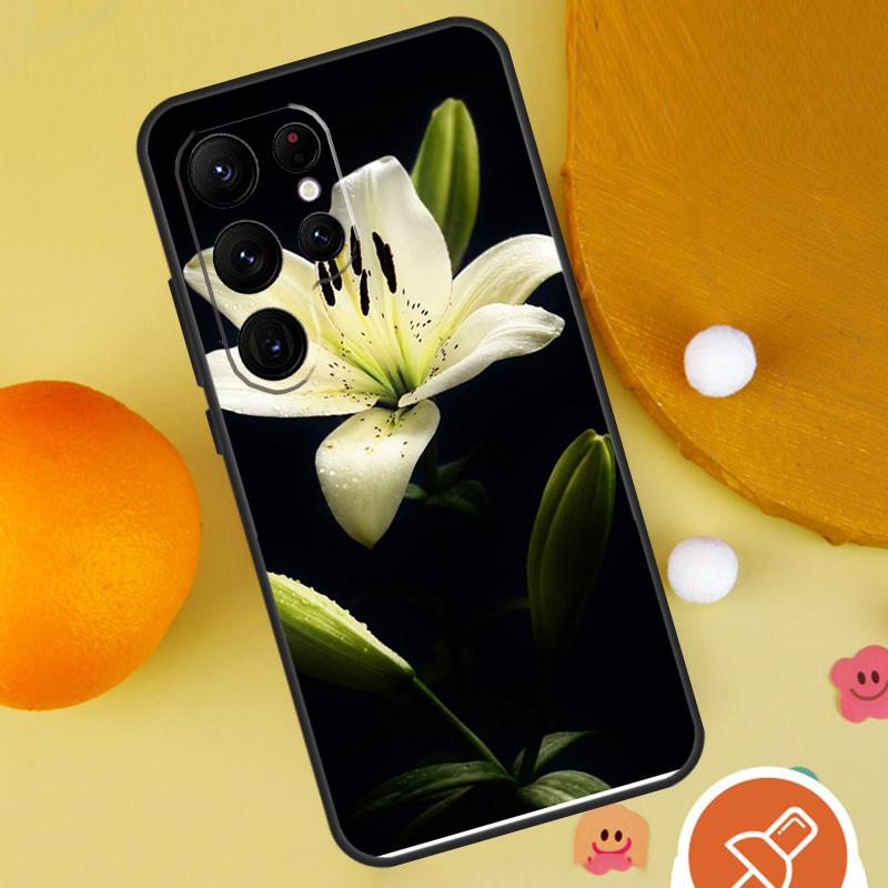 Lily Flowers Case For Samsung Galaxy S25 Ultra S24 S23 S22 S21 Ultra S9 S10 S20 Plus S24 FE Funda Cover