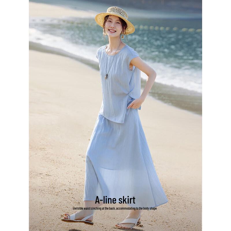 XWI Women's Tencel Cool-Feel Two-Piece Top and Skirt Set