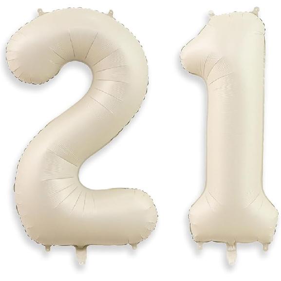 40 Inch Cream White 1 Balloon Numbers, Large Number 1 Balloon Foil Helium Number Balloons, Big 1st Foil Birthday Balloons for Boys Girls 1st Birthday