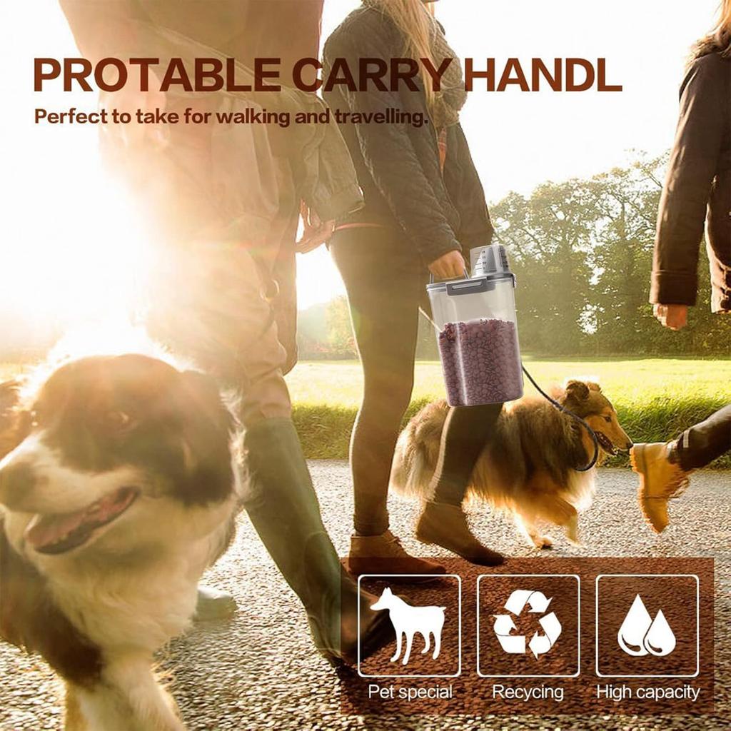 Upgraded Dog Food Storage Container Small, Cat Food Container Airtight, Pet Food Container Dispenser with Pour Spout, Measuring Cup and 4 Seal