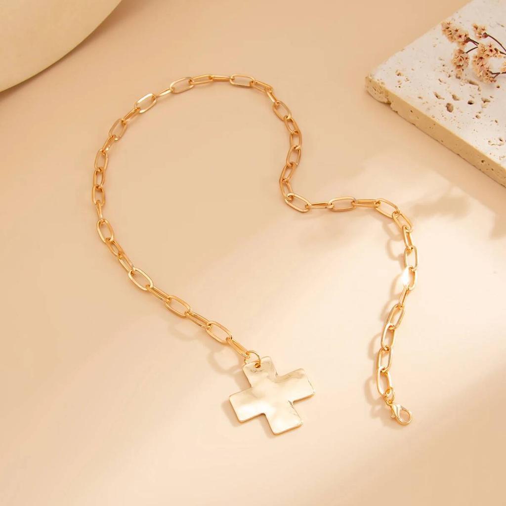 IngeSight.Z Punk Big Cross Jesus Pendant Necklace for Women 2026 Vintage Hip Hop Buckle Chain Necklace Grunge Goth Jewelry Gifts