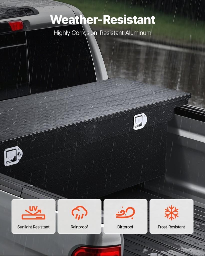 Crossover Truck Werkzeugkasten, 69x20x14 Zoll, Robuster Aluminium-Werkzeugkasten mit Rautenstruktur, Werkzeugkasten für Pickup-Ladefläche, Wohnmobil, Anhänger, Wasserdichte Aufbewahrung