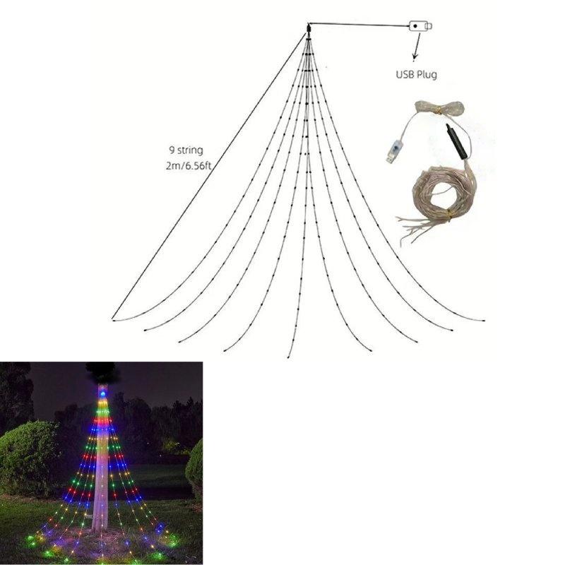

2 м Светодиодная Рождественская Гирлянда Водопад Питание от USB Садовое Дворовое Украшение Multicolour