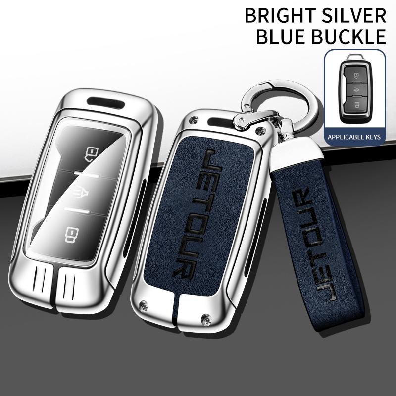 Zinc Alloy Leather Car Key Cover Chery Jietu X70 X70S X70M X90 Cowin X3 X5 K60 Key Fob Car Key Case Protective Cover