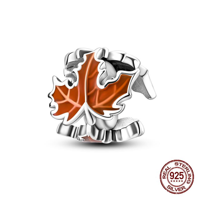 Autumn New Copper Brown Maple Leaf Pumpkin Bee Charms Bead Fit 3Mmoriginal Bracelets Diy Jewelry Warm Gift