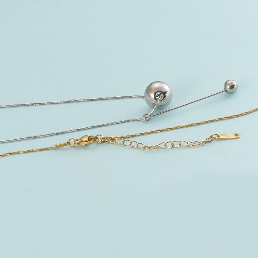 Stainless Steel Ball Necklace Women Geometric Trendy Tassel Charm Snake Chain Gold-color Light Luxury Exquisite